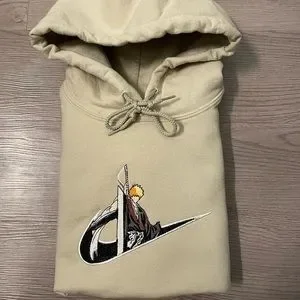 Ichigo kurosaki swoosh cream hoodie bleach anime